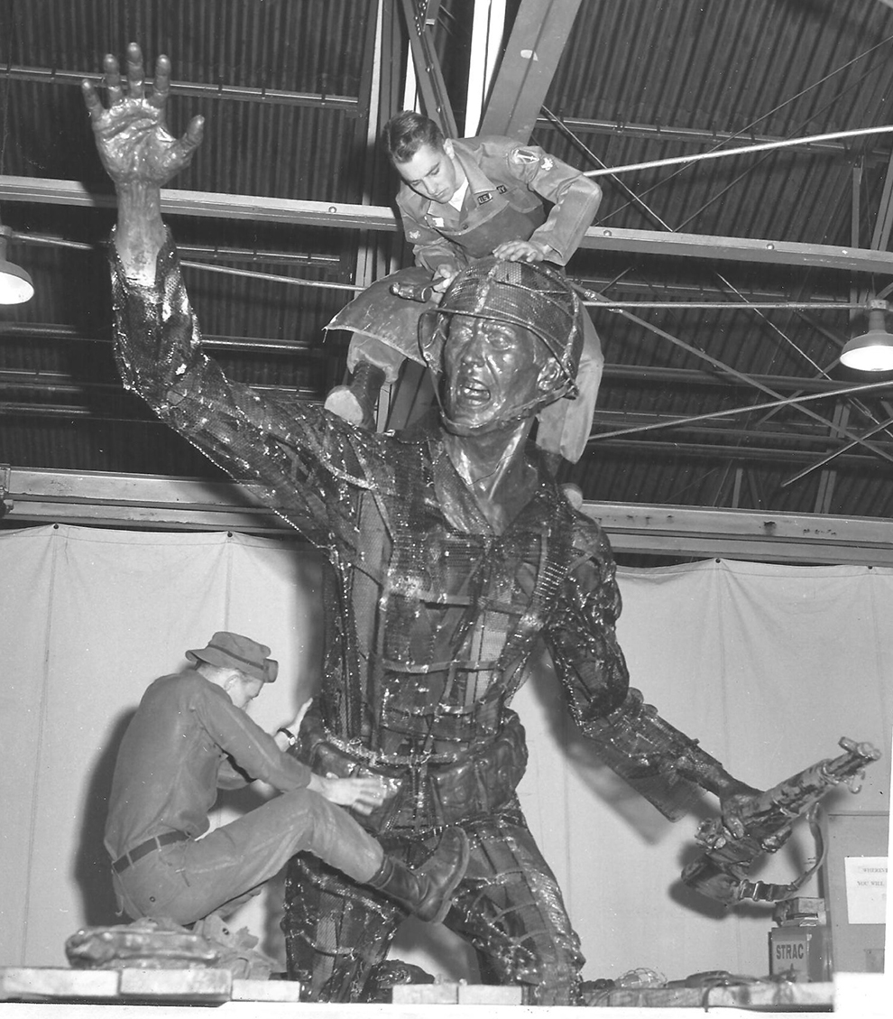 building the statue